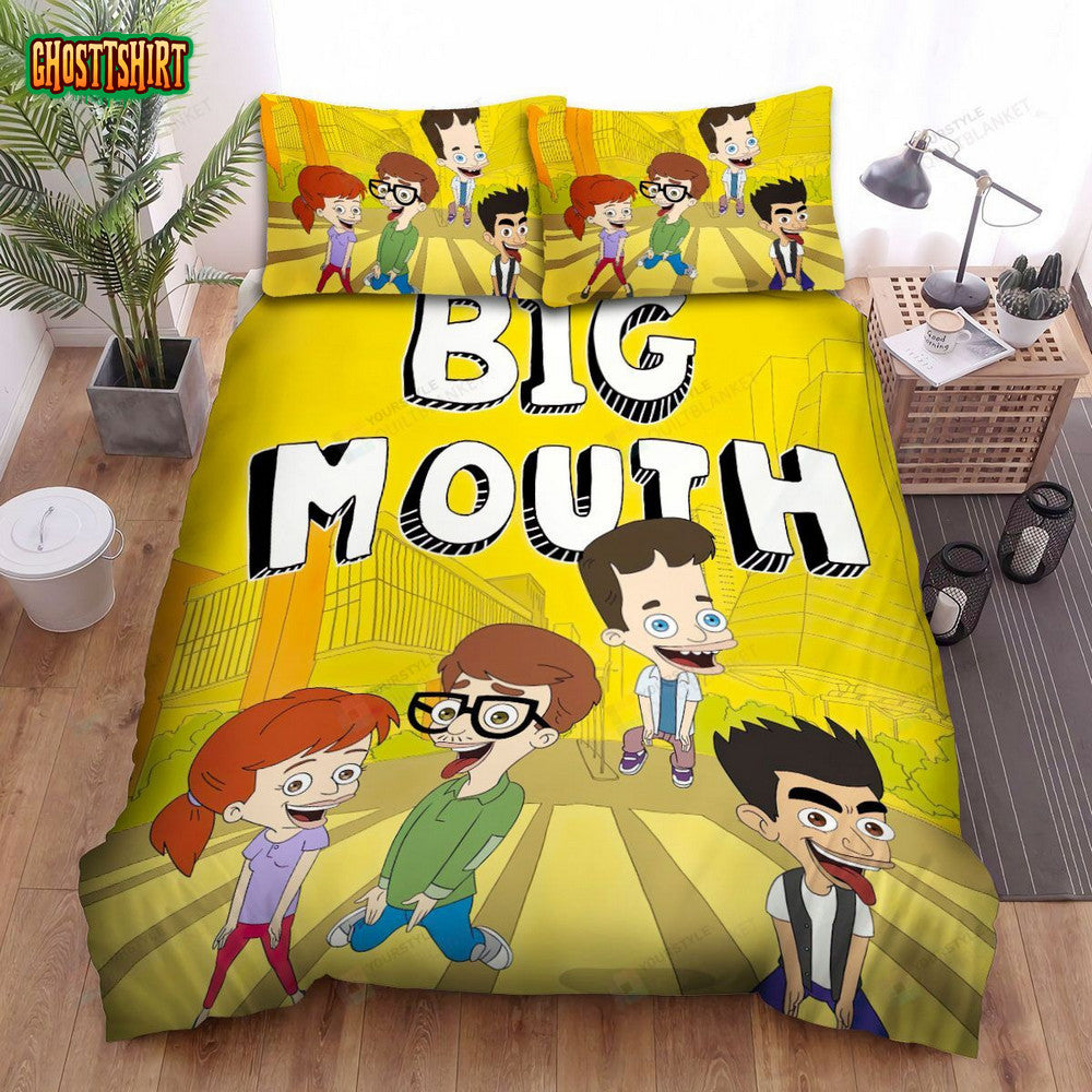 Big Mouth Characters On The Street Poster Bed Sheets Spread Duvet Cover Bedding Set