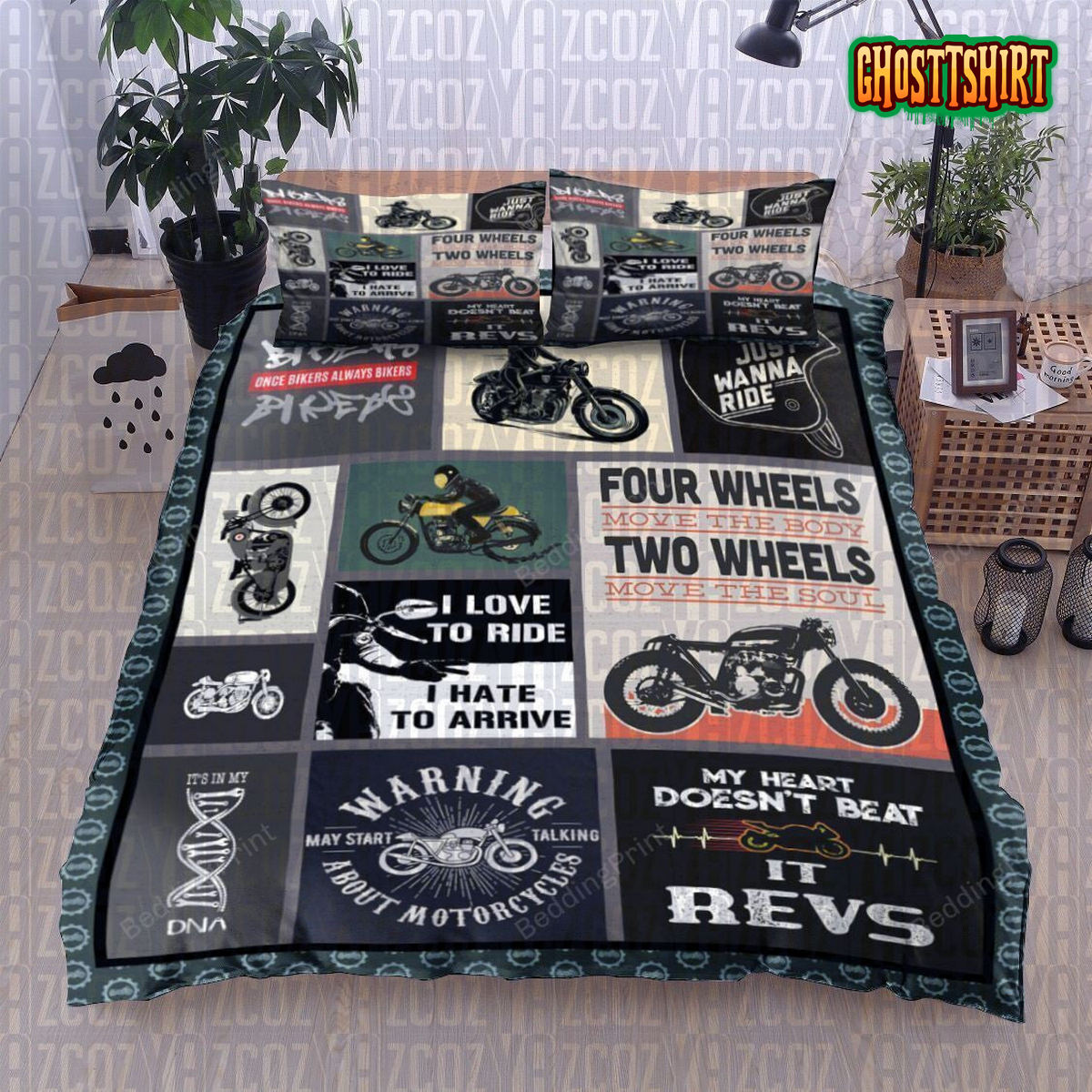 Biker Bed Sheets Duvet Cover Bedding Set