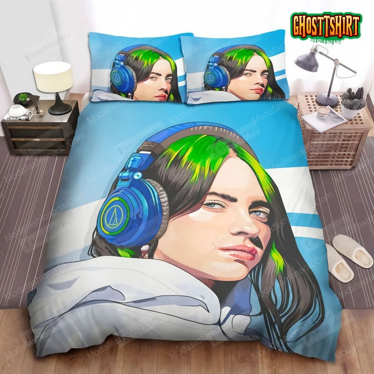 Billie Eilish And Her Headphone Art 28 Bedding Set