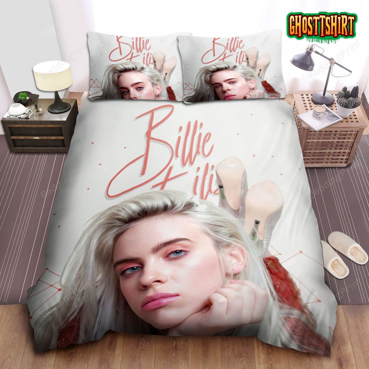 Billie Eilish In Platinum White Hair Photograph Bed Sheets Duvet Cover Bedding Set