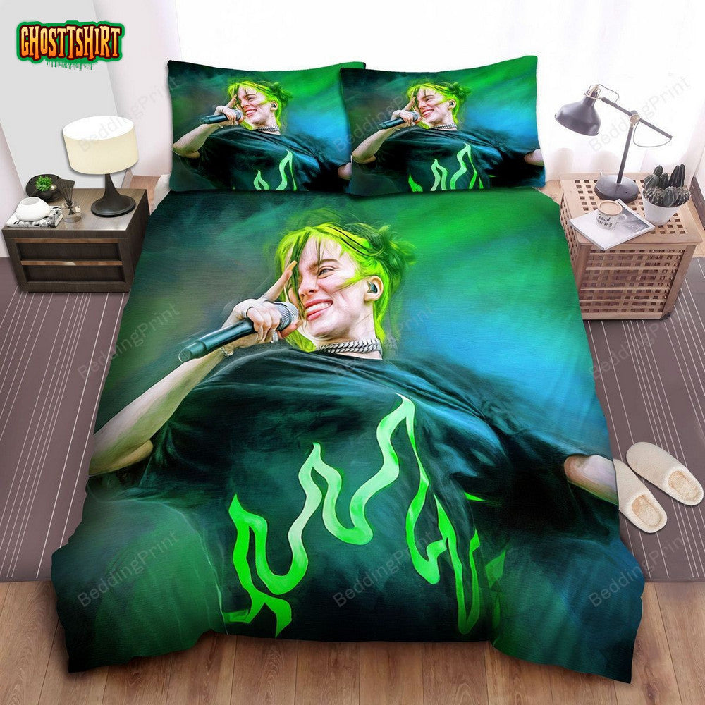 Billie Eilish Performance In Acrylic Painting Bed Sheets Duvet Cover Bedding Set