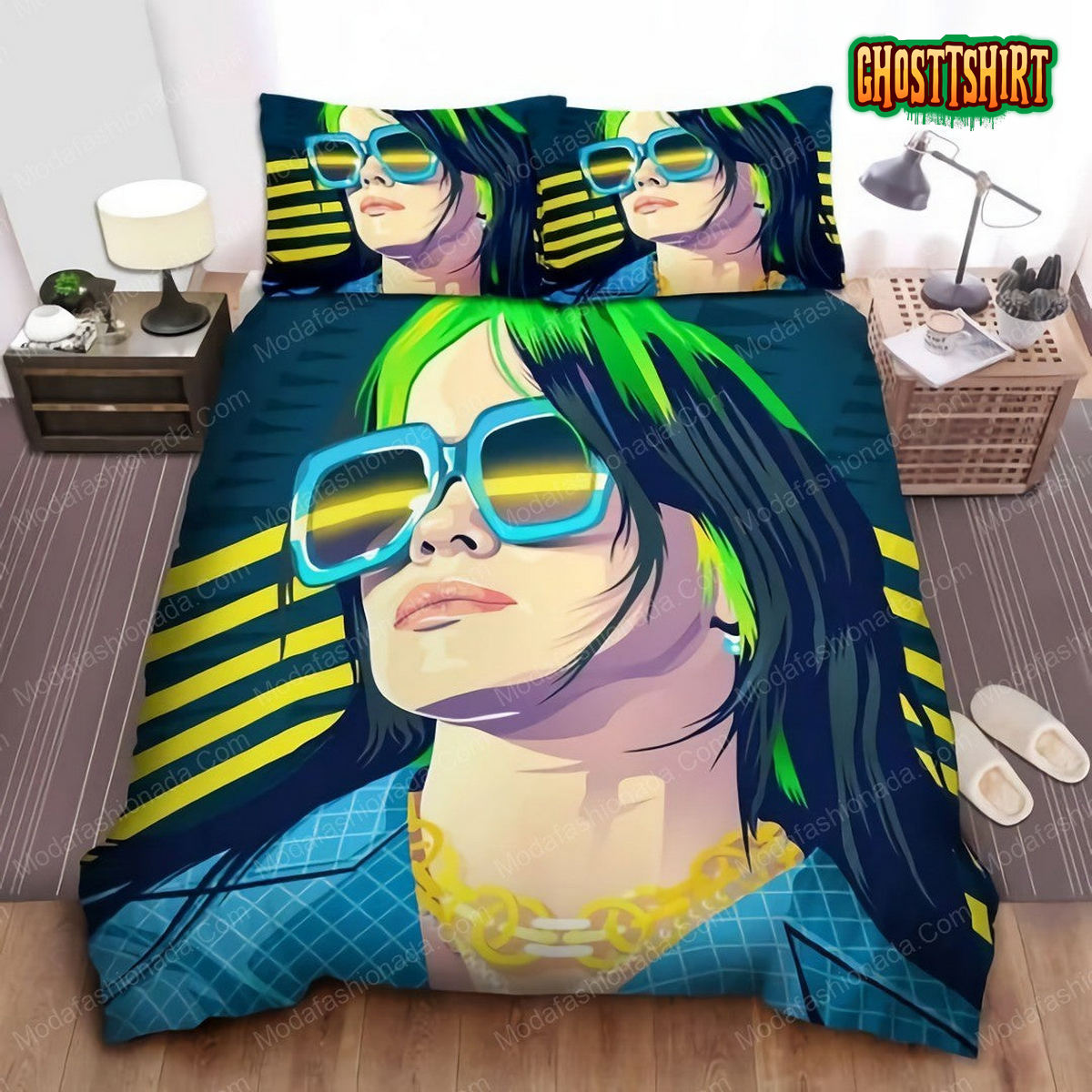 Billie Eilish Wearing Sunglasses In Digital Art 40 Bedding sets