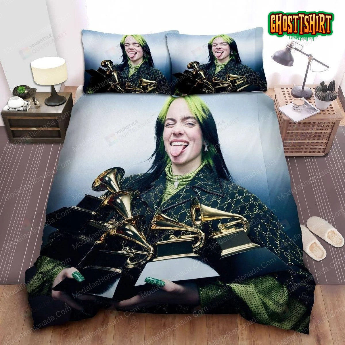 Billie Eilish with Her 5 Grammy Awards Bedding Set