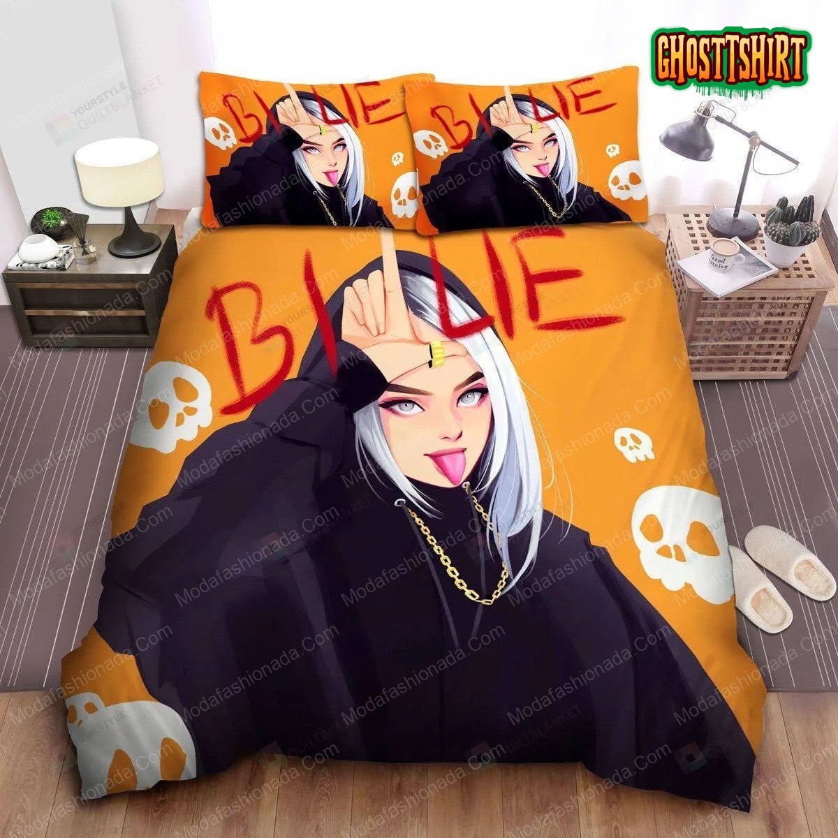Billie Eilish With Signature Hand Sign Artwork 43 Bedding Set