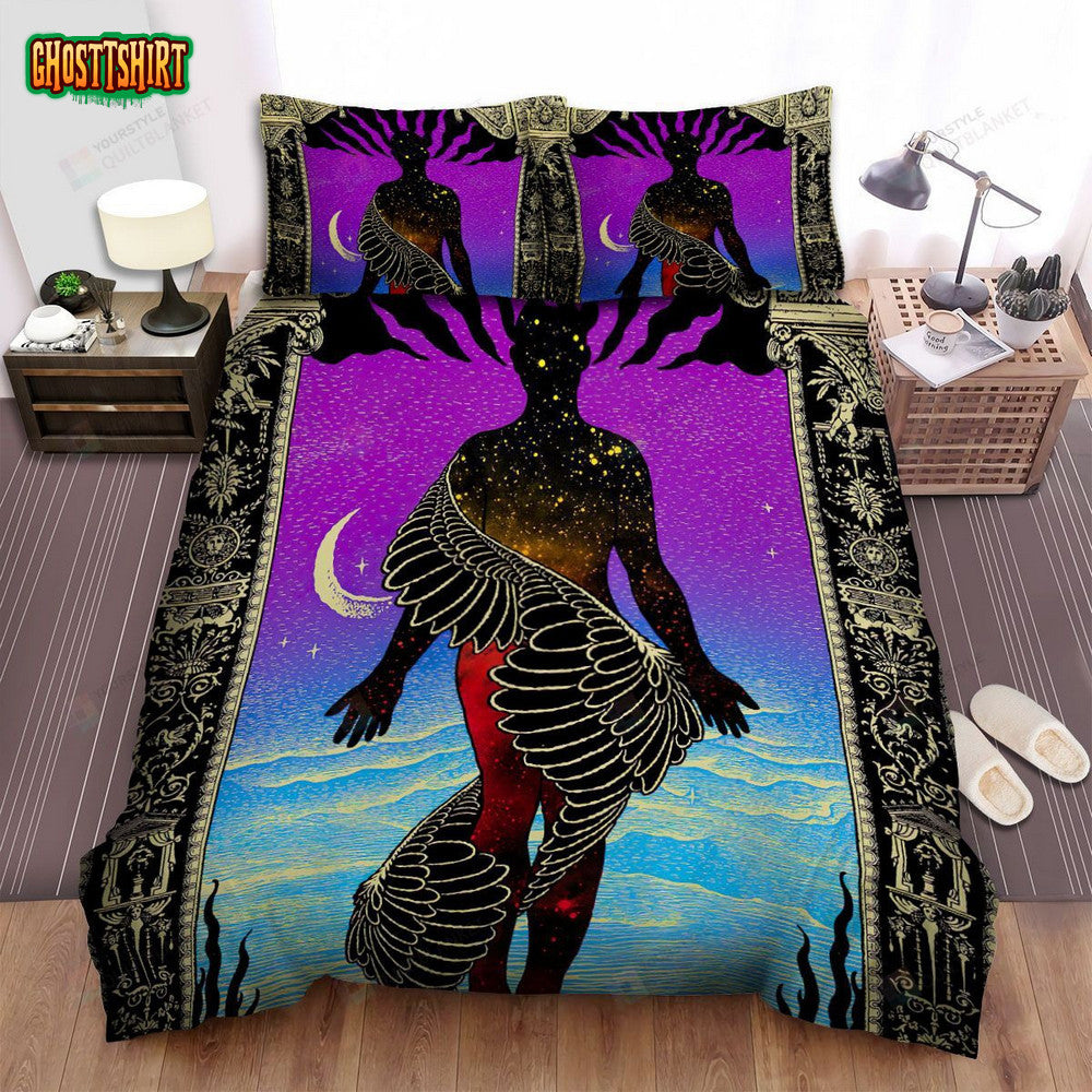 Black Angels Band Flying Girl Art Bed Sheets Spread Comforter Duvet Cover Bedding Set