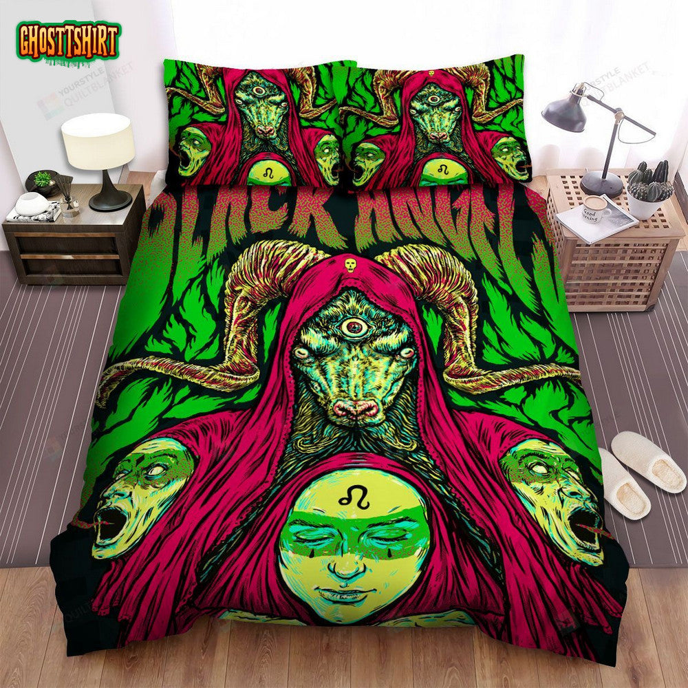 Black Angels Band Green Demons Art Bed Sheets Spread Comforter Duvet Cover Bedding Set
