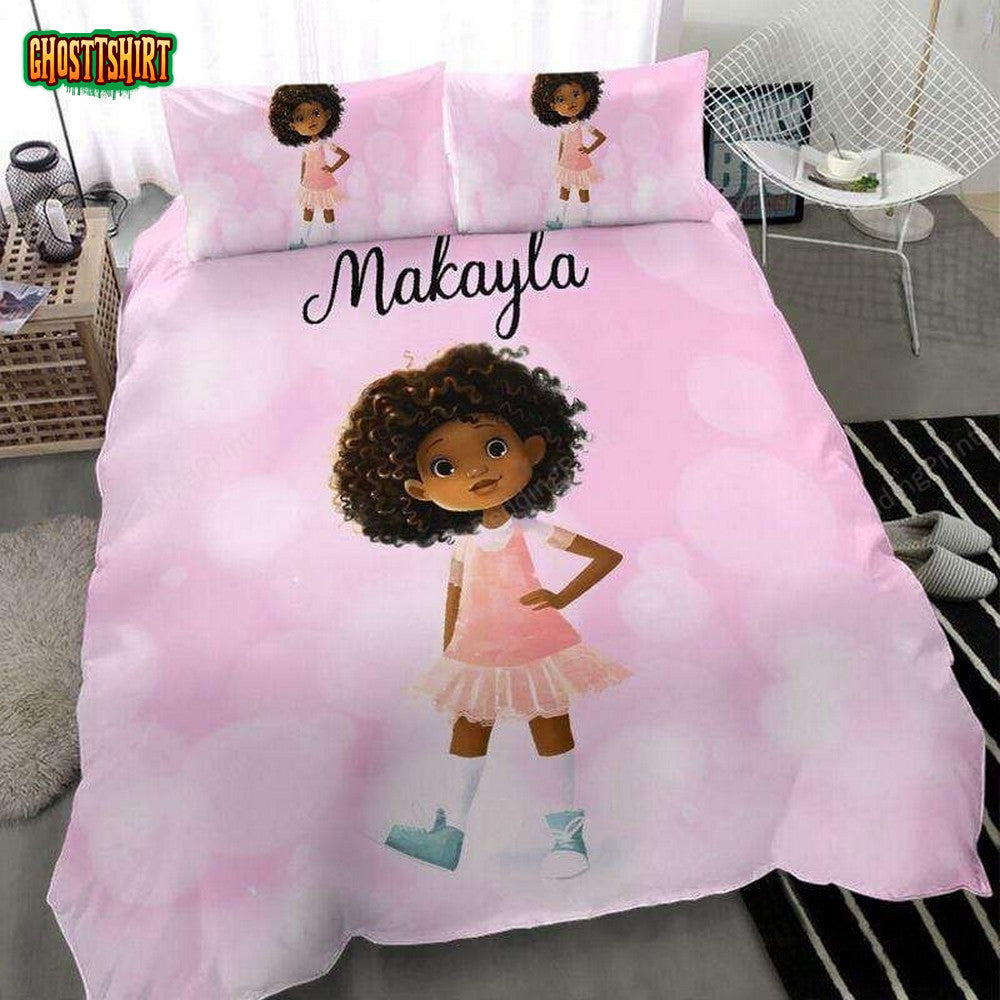Black Baby Girl Personalized Custom Name Duvet Cover Bedding Set