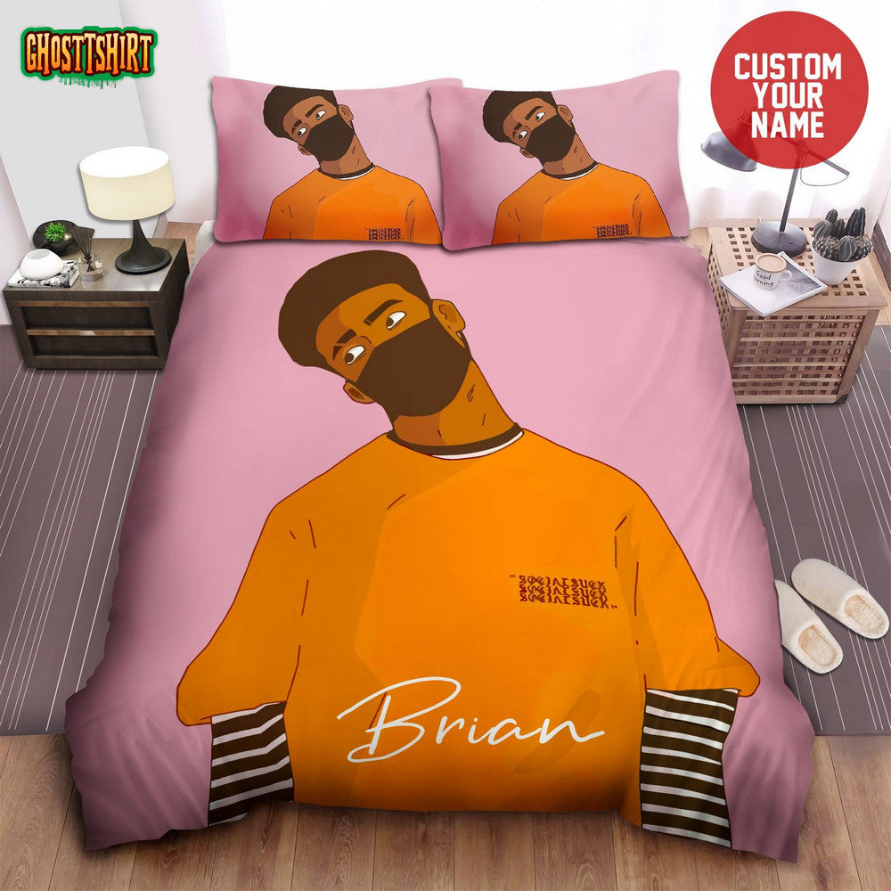 Black Boy Afro Boy Custom Name Bed Sheets Duvet Cover Bedding Set