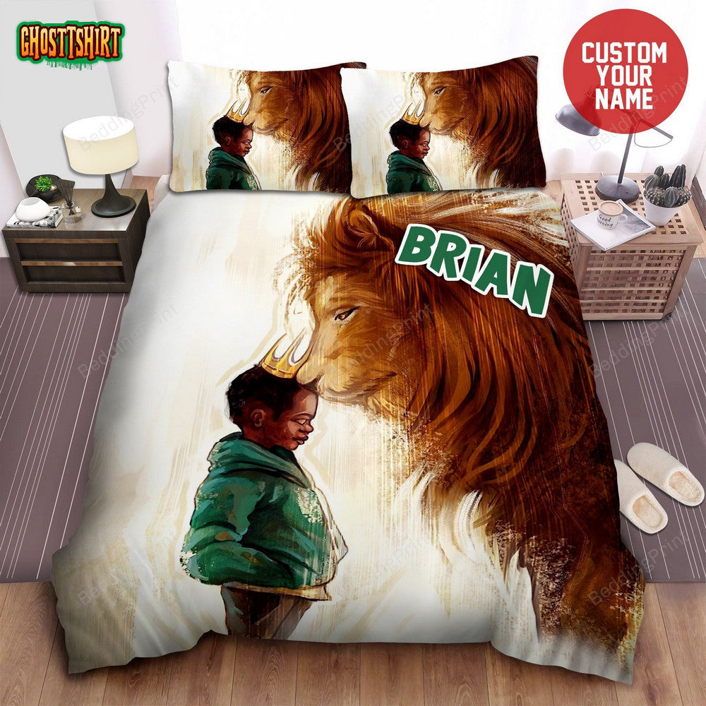 Black Boy Lion King Afro Boy Custom Name Duvet Cover Bedding Set