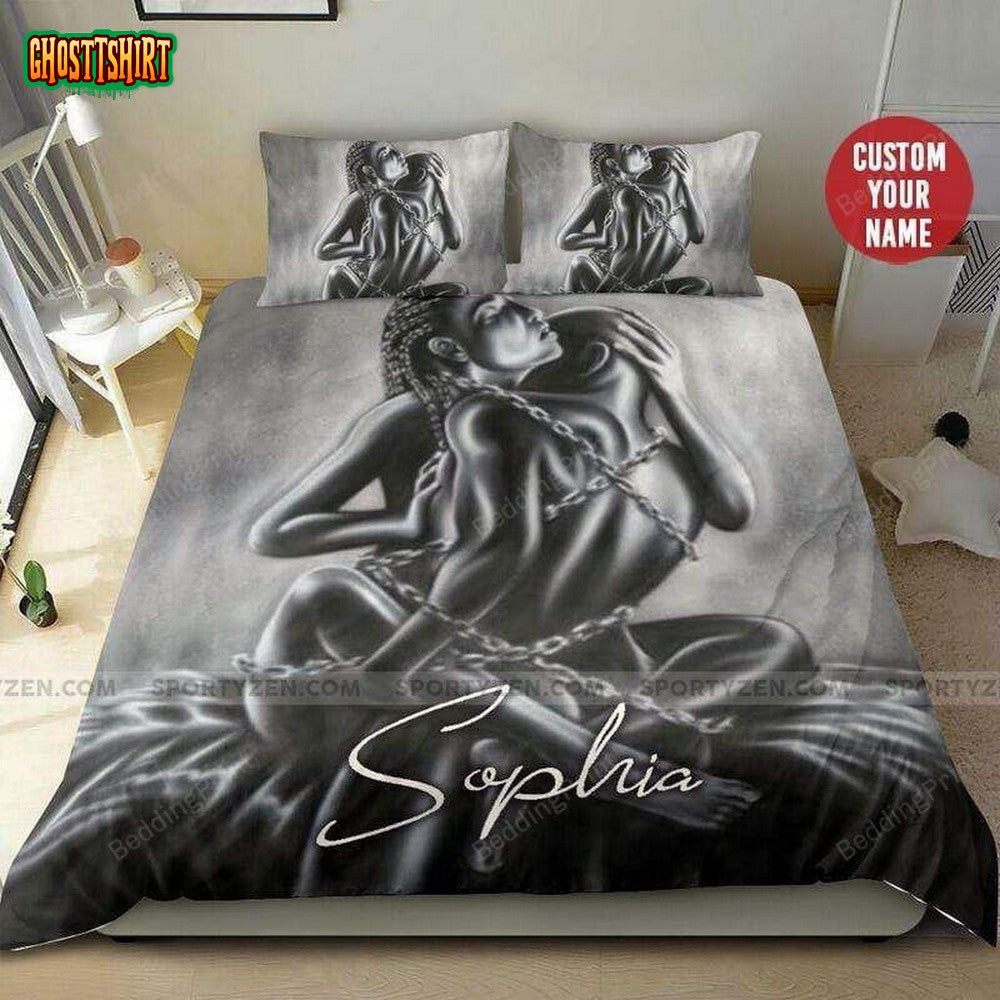 Black Couple Personalized Custom Name Duvet Cover Bedding Set