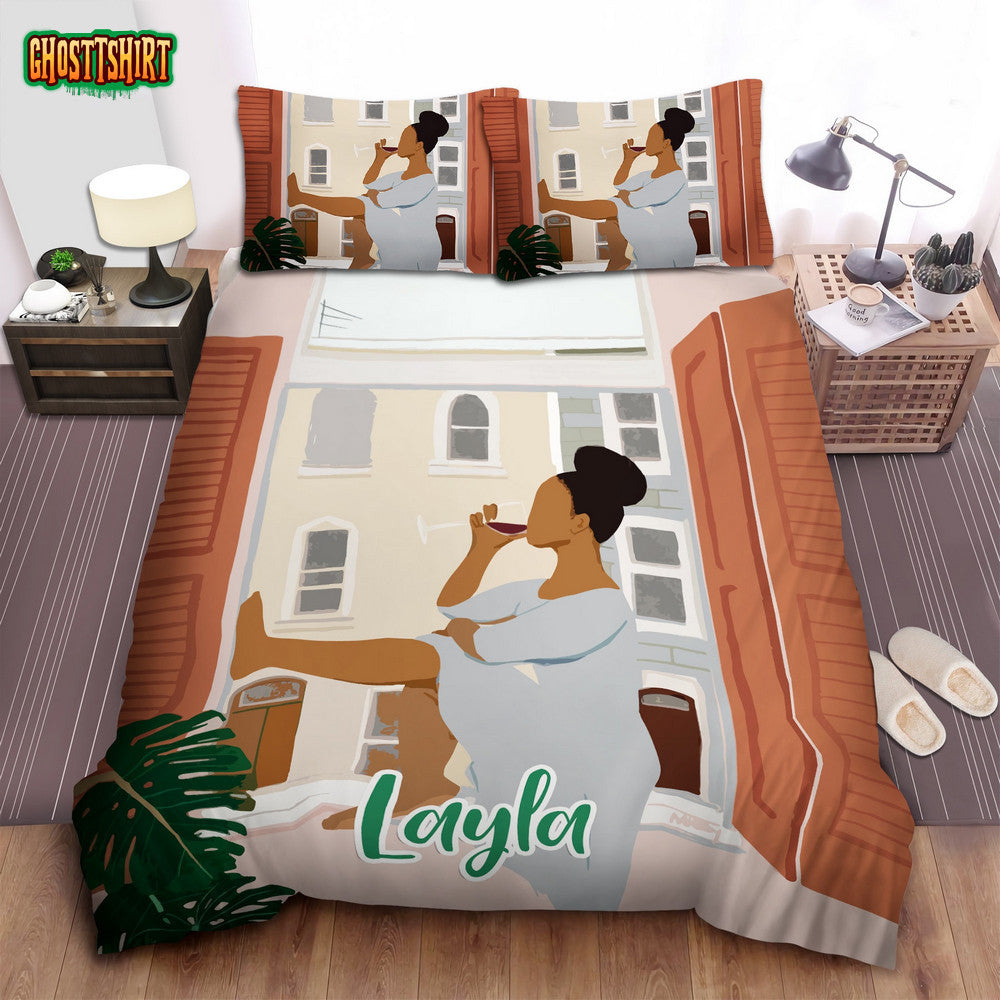 Black Girl Magic And Wine Afircan American Woman Custom Name Duvet Cover Bedding Set