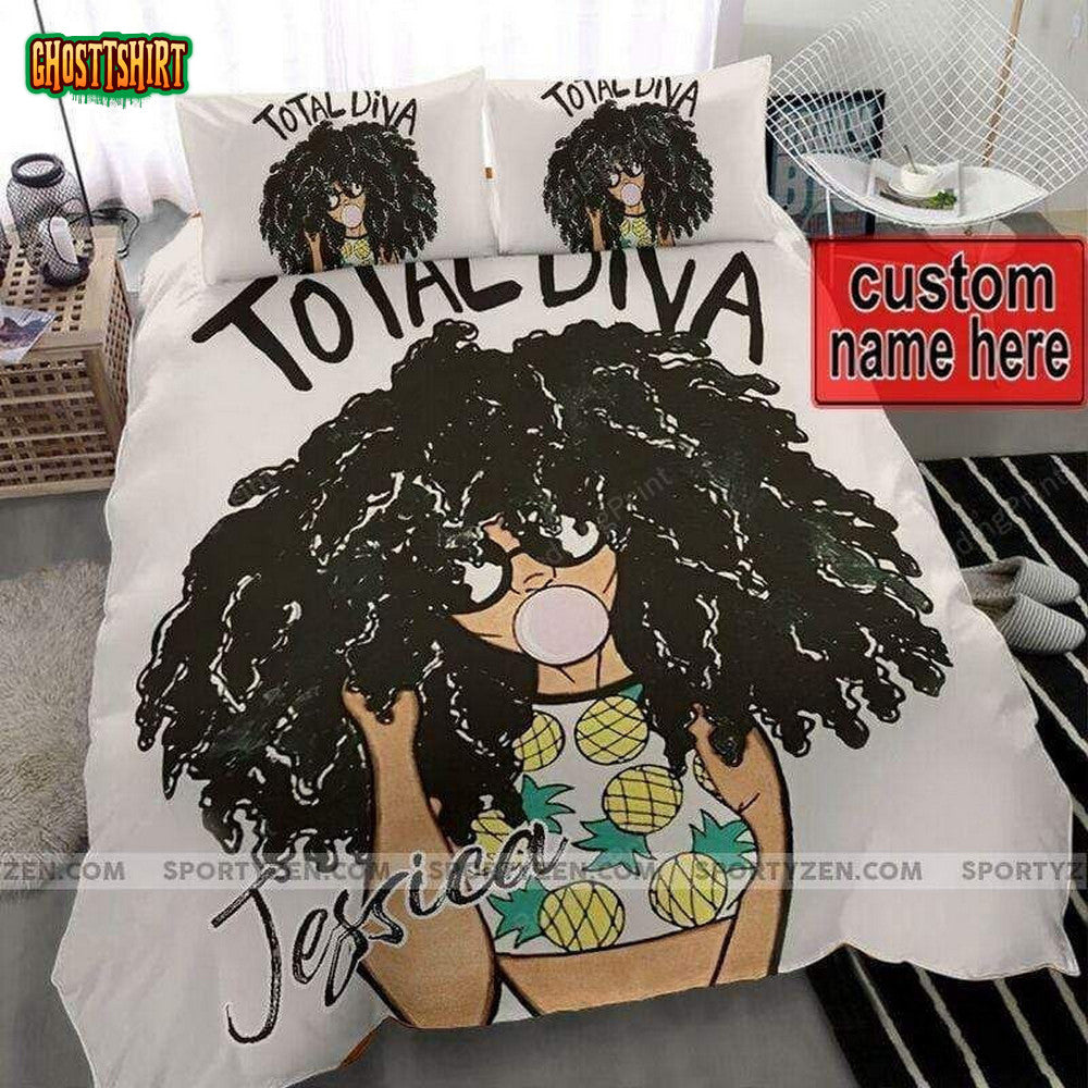 Black Girl Total Diva Custom Name Duvet Cover Bedding Set
