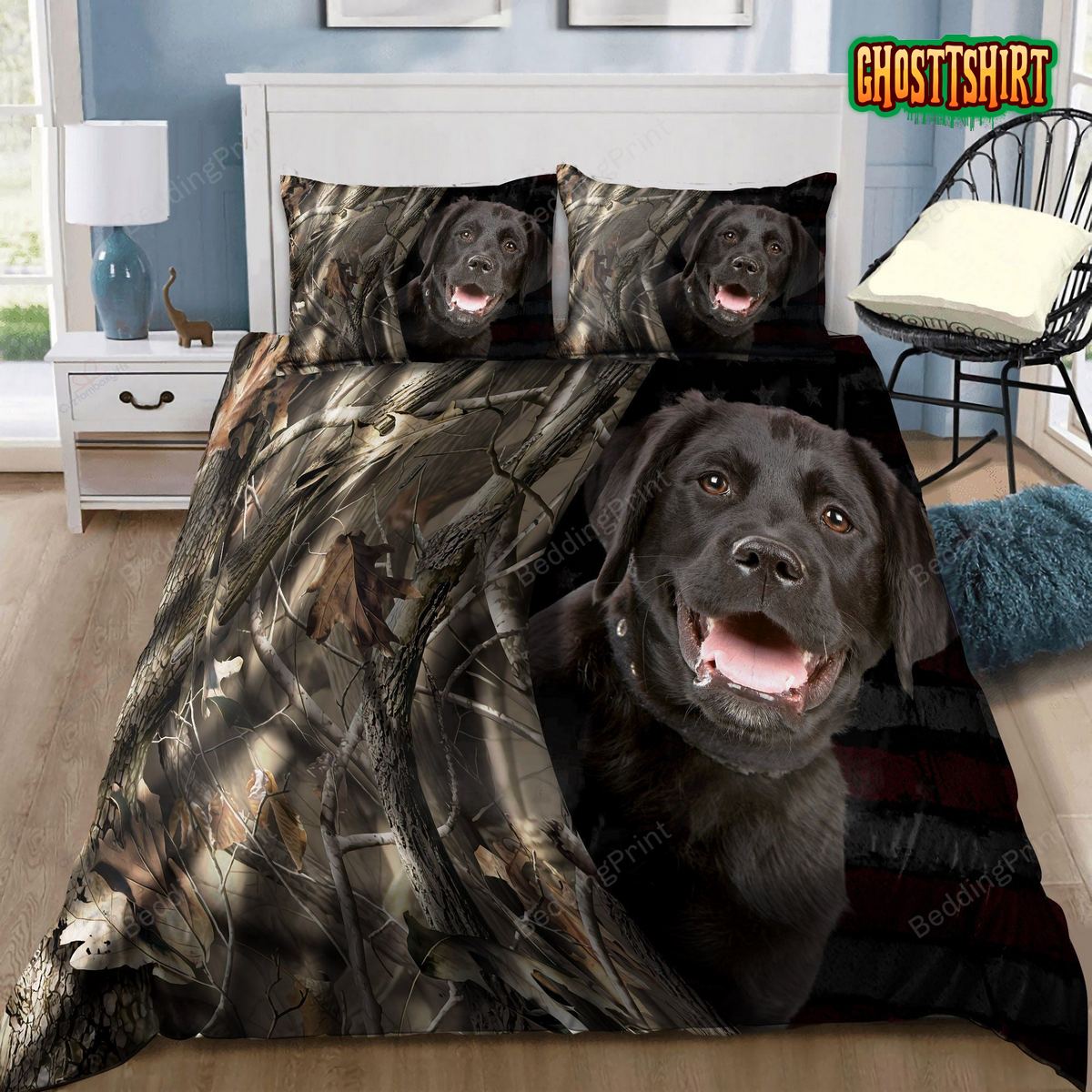 Black Labrador Dog Bed Sheets Duvet Cover Bedding Set