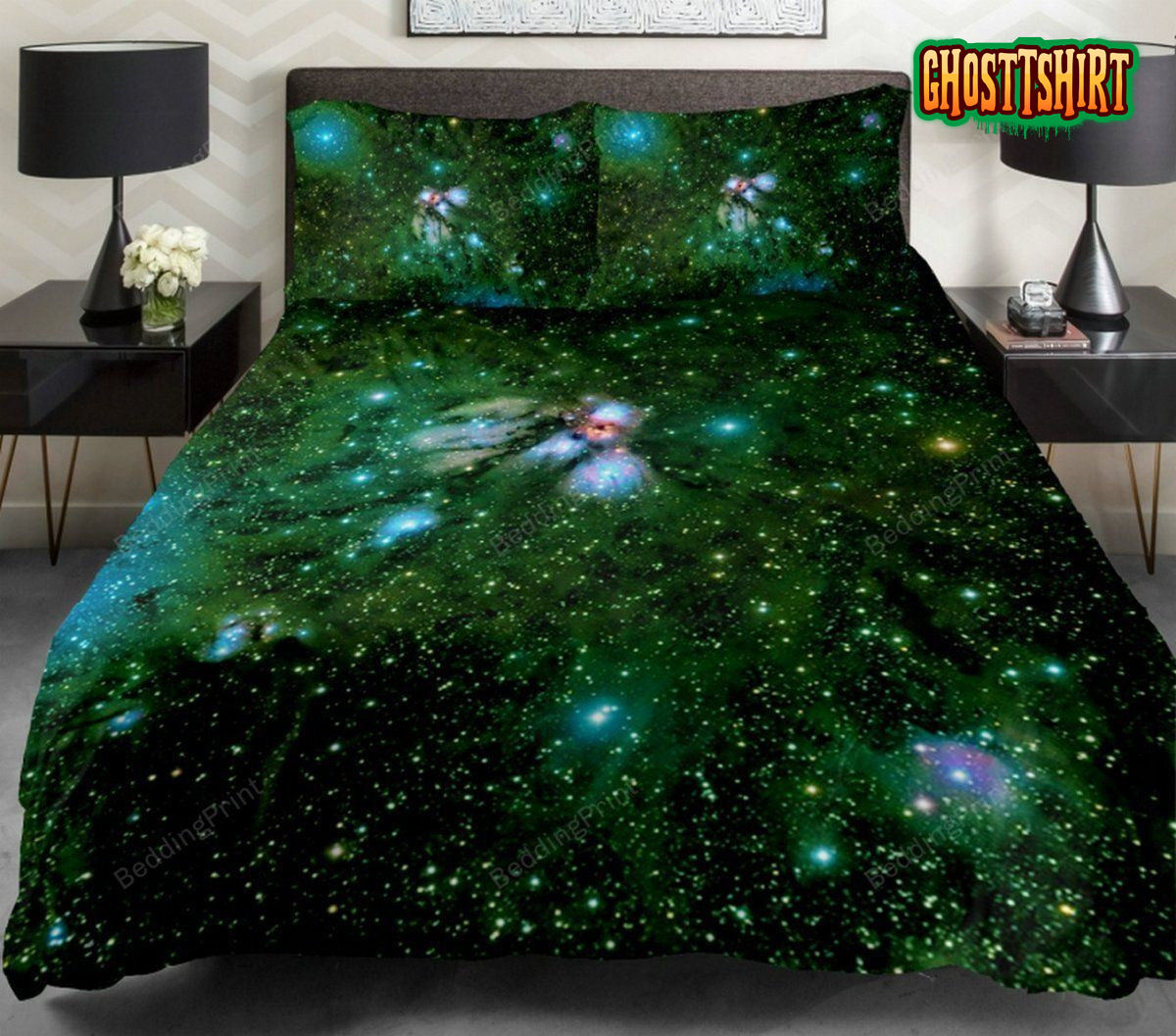 Black Lime Green Duvet Cover Bedding Set