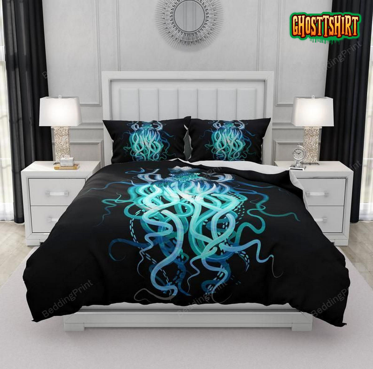 Black Octopus Bed Sheets Duvet Cover Bedding Set