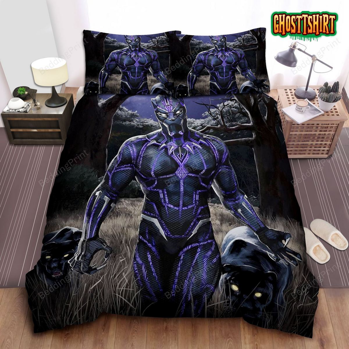 Black Panther & Panthers Bed Sheets Duvet Cover Bedding Set