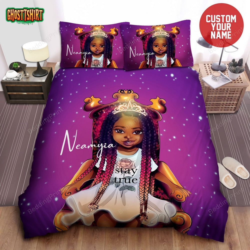 Black Queen Stay True Personalized Custom Name Duvet Cover Bedding Set
