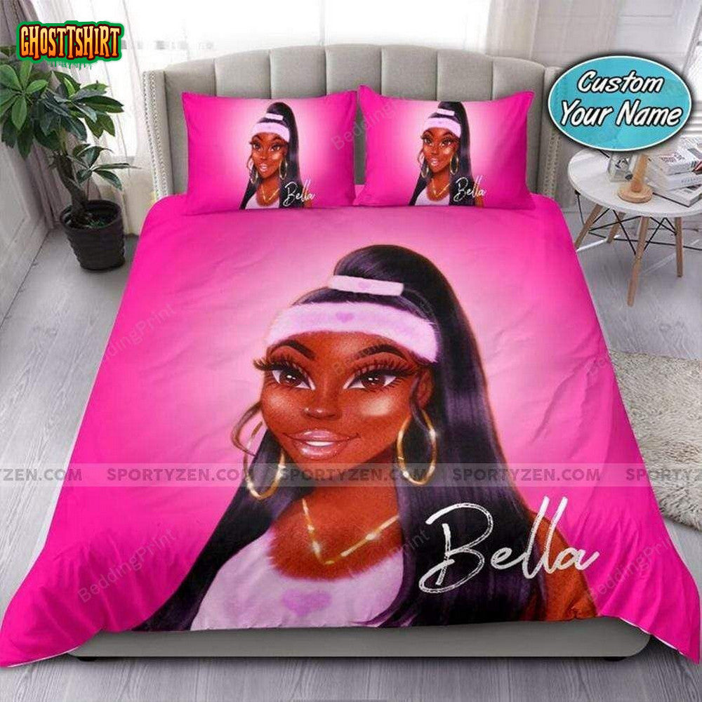Black Sport Girl Bedding Personalized Custom Name Duvet Cover Bedding Set