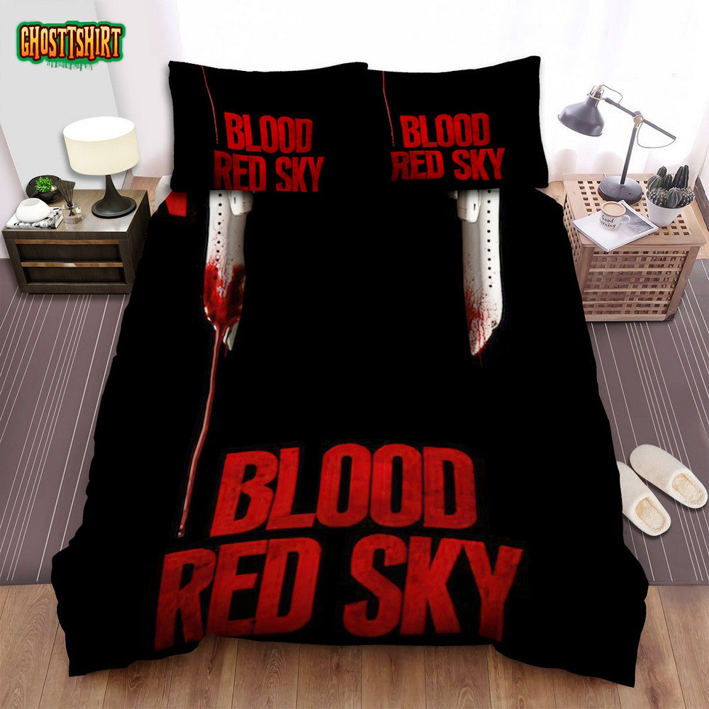 Blood Red Sky Knife With Blood Movie Poster Bed Sheets Spread Comforter Duvet Cover Bedding Set