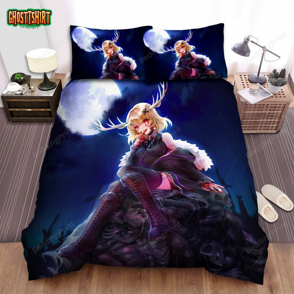 Bloody Wendigo Girl Anime Art Style Bed Sheets Spread Duvet Cover Bedding Set