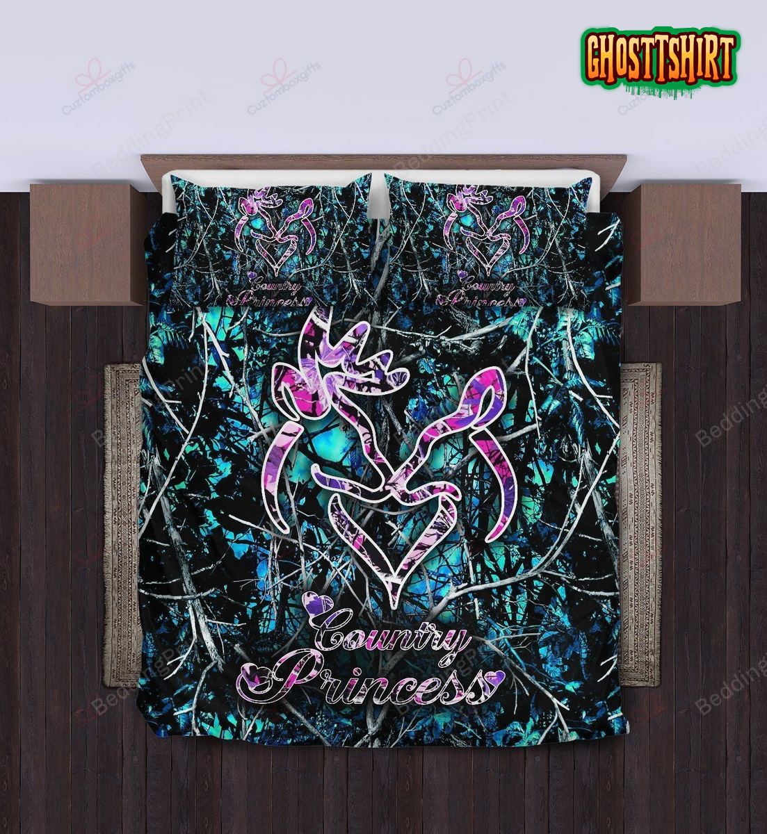 Blue Camo Girl Bedding Set