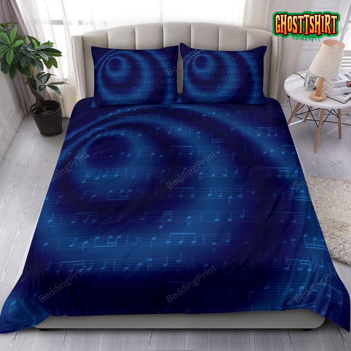 Blue Music Notes Duvet Cover Bedding Set
