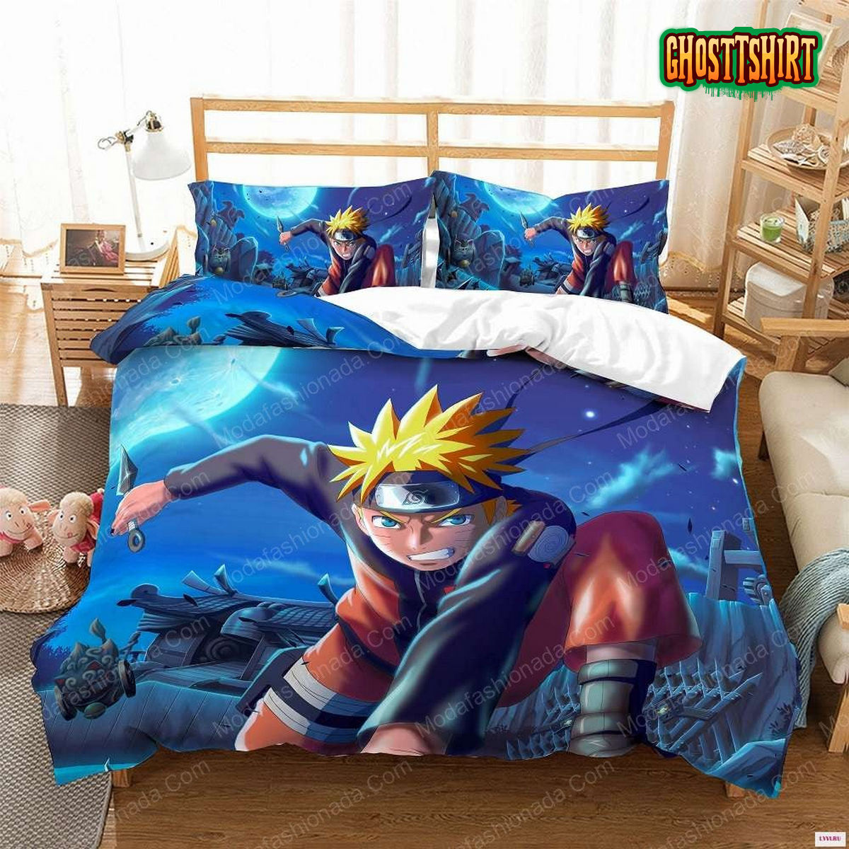 Blue Naruto Cartoon Japanese Anime 204 Bedding Set