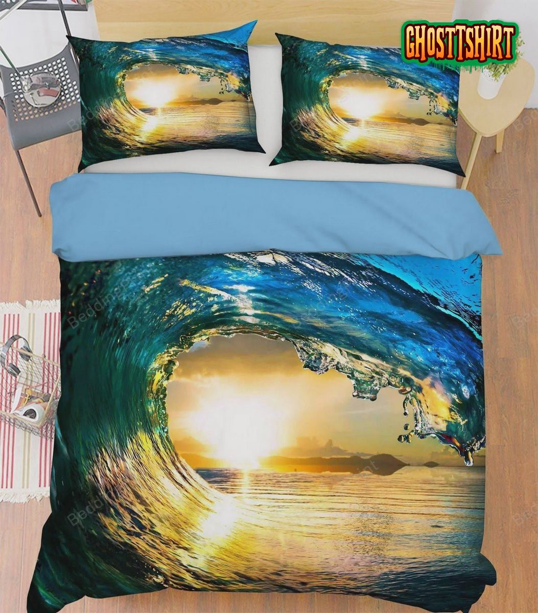 Blue Sea Wave Sunlight Bed Sheets Duvet Cover Bedding Set