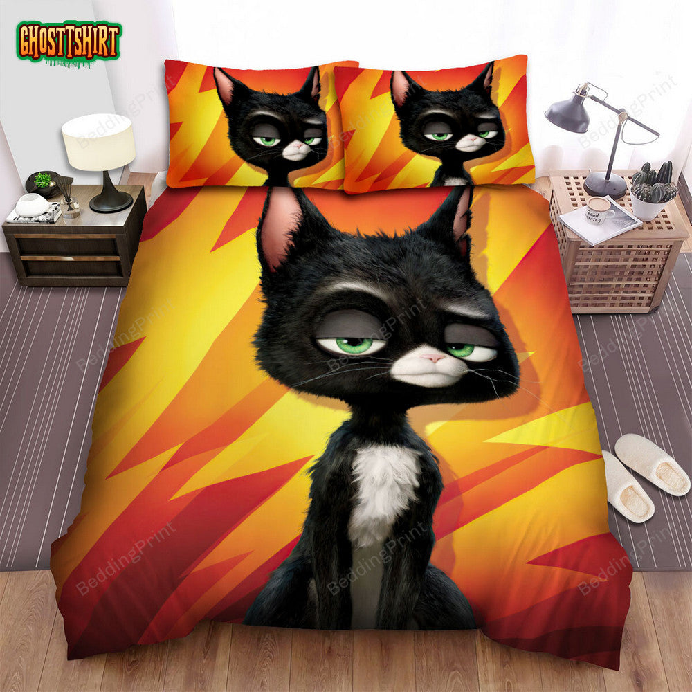 Bolt (2008) Black Cat Movie Poster Bed Sheets Duvet Cover Bedding Set