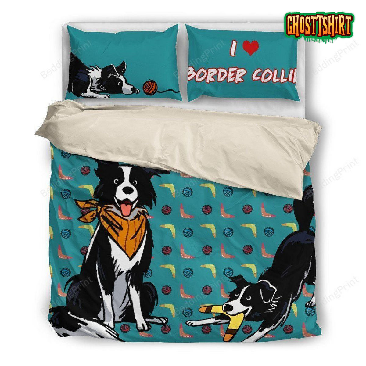 Border Collie Bed Sheets Duvet Cover Bedding Set