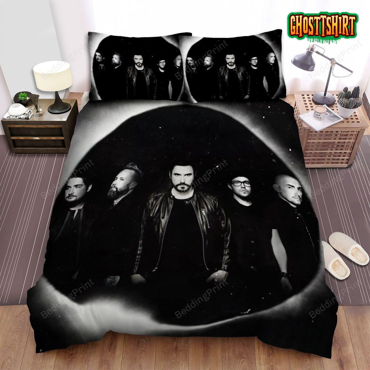 Breaking Benjamin Photo In Black & White Bed Sheets Duvet Cover Bedding Set