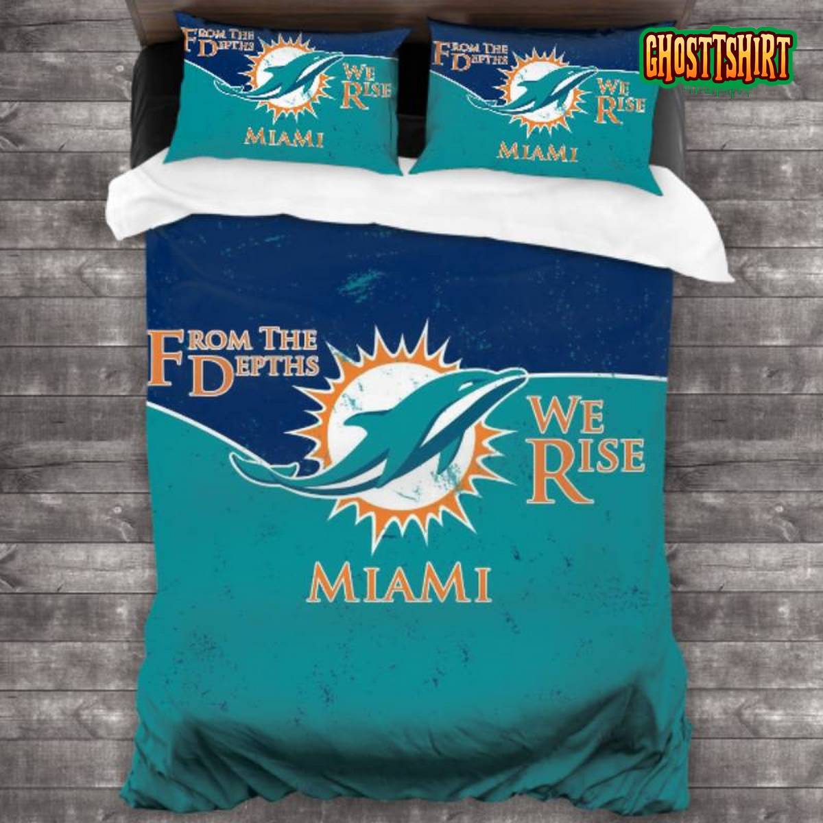 Breathable NFL Miami Dolphins Logo Bedding Set