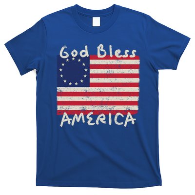 Betsy Ross Flag 13 Colonies God Bless America Gift T-Shirt