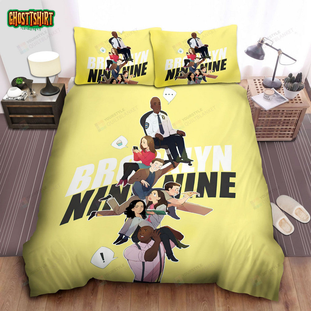 Brooklyn Nine-Nine Characters In Cartoon Art Bed Sheets Spread Comforter Duvet Cover Bedding Set