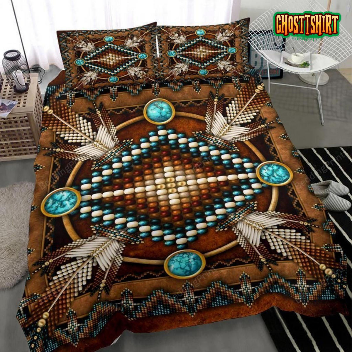 Brown Native American Duvet Cover Bedding Set