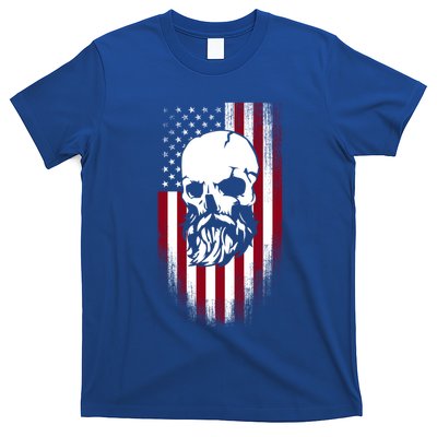 Bearded Skull And Us Flag Independence Day Gift T-Shirt