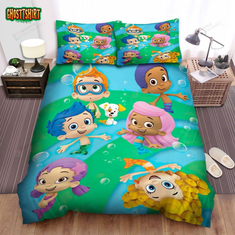 Bubble Guppies Group Poster Bed Sheet Spread Duvet Cover Bedding Set