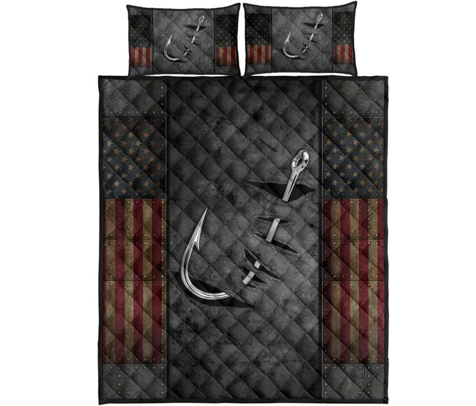 Crack Fishing Flag 3-pc Quilt Bedding Set And Pillow Covers