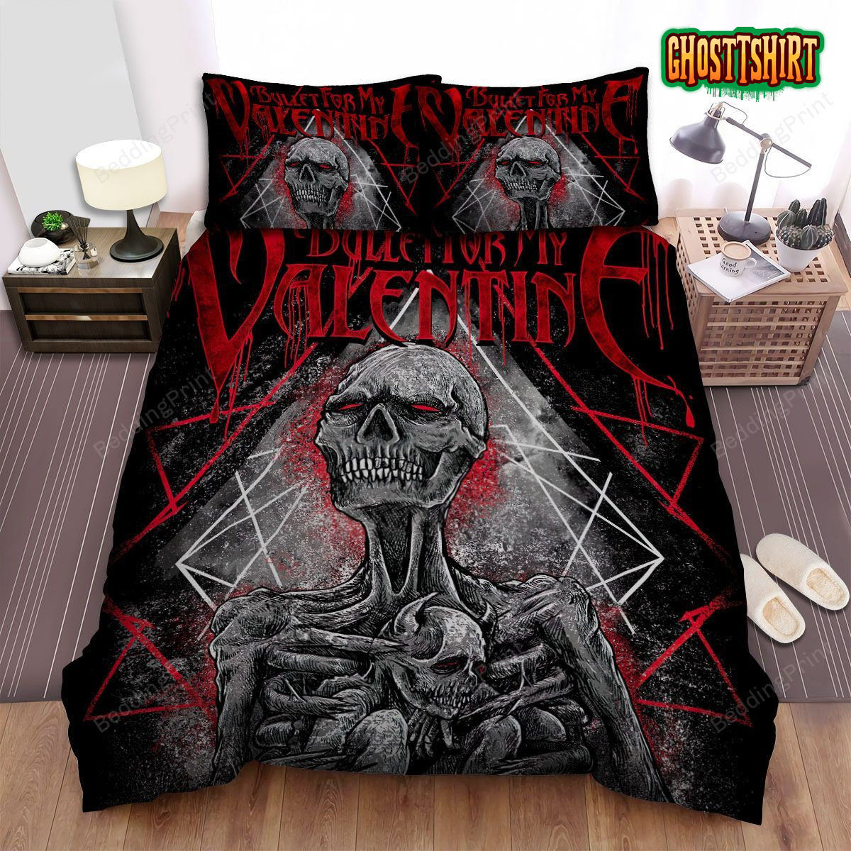 Bullet For My Valentine Skeleton Art Bed Sheets Duvet Cover Bedding Set