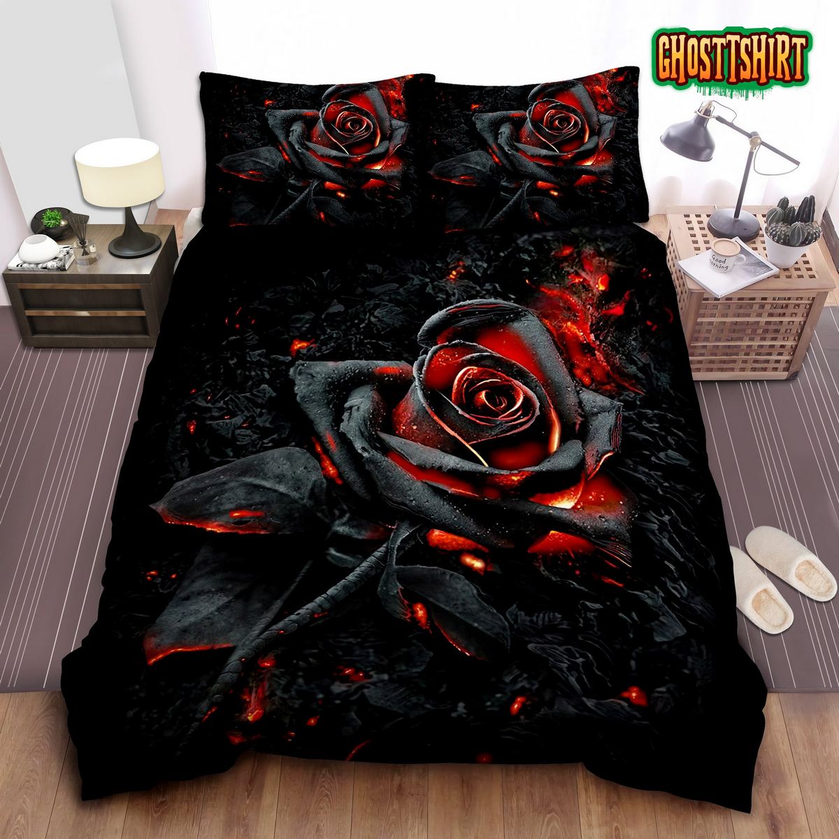 Burned Rose Digital Art Bed Sheets Spread Duvet Cover Bedding Set