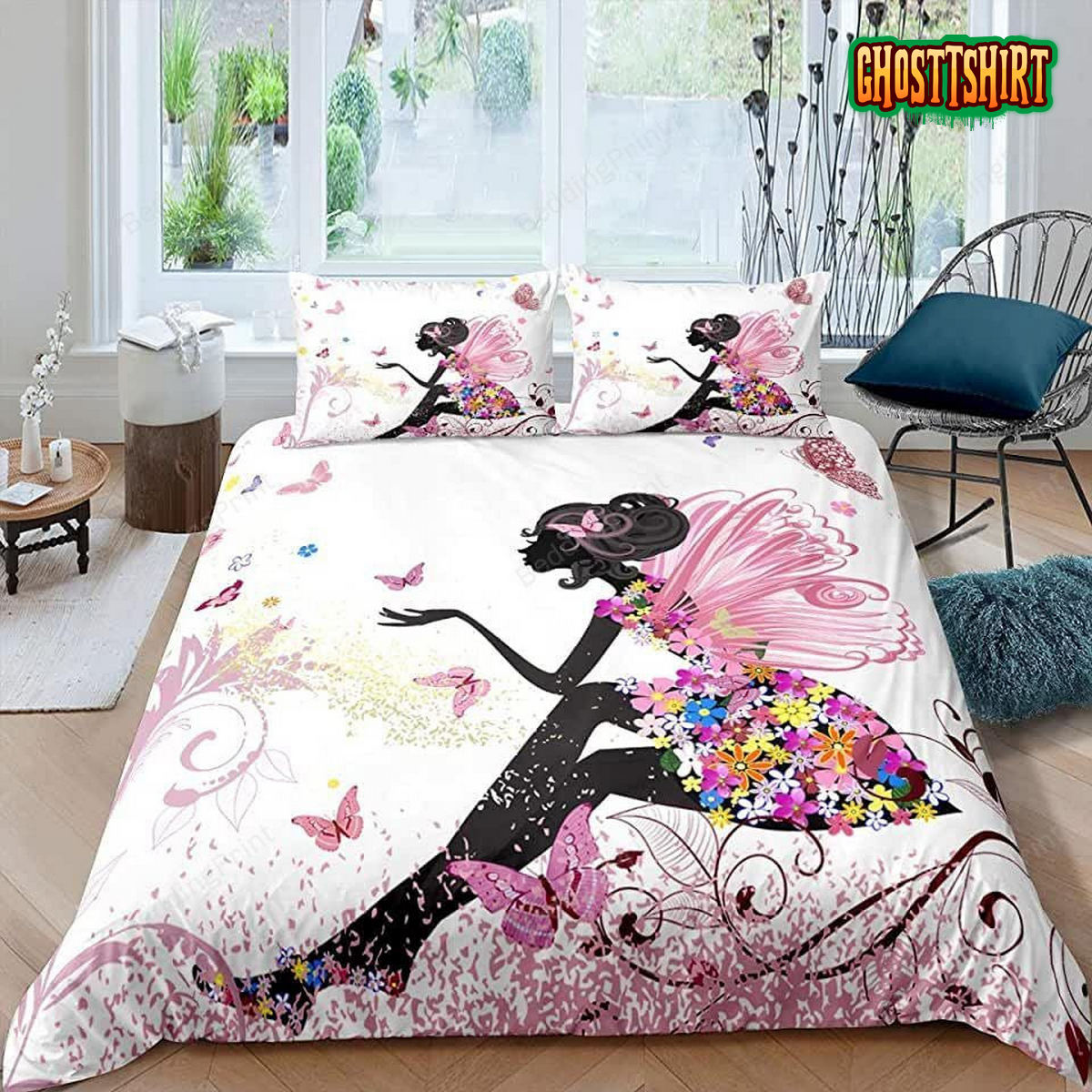 Butterfly With Girl Bed Sheets Duvet Cover Bedding Set