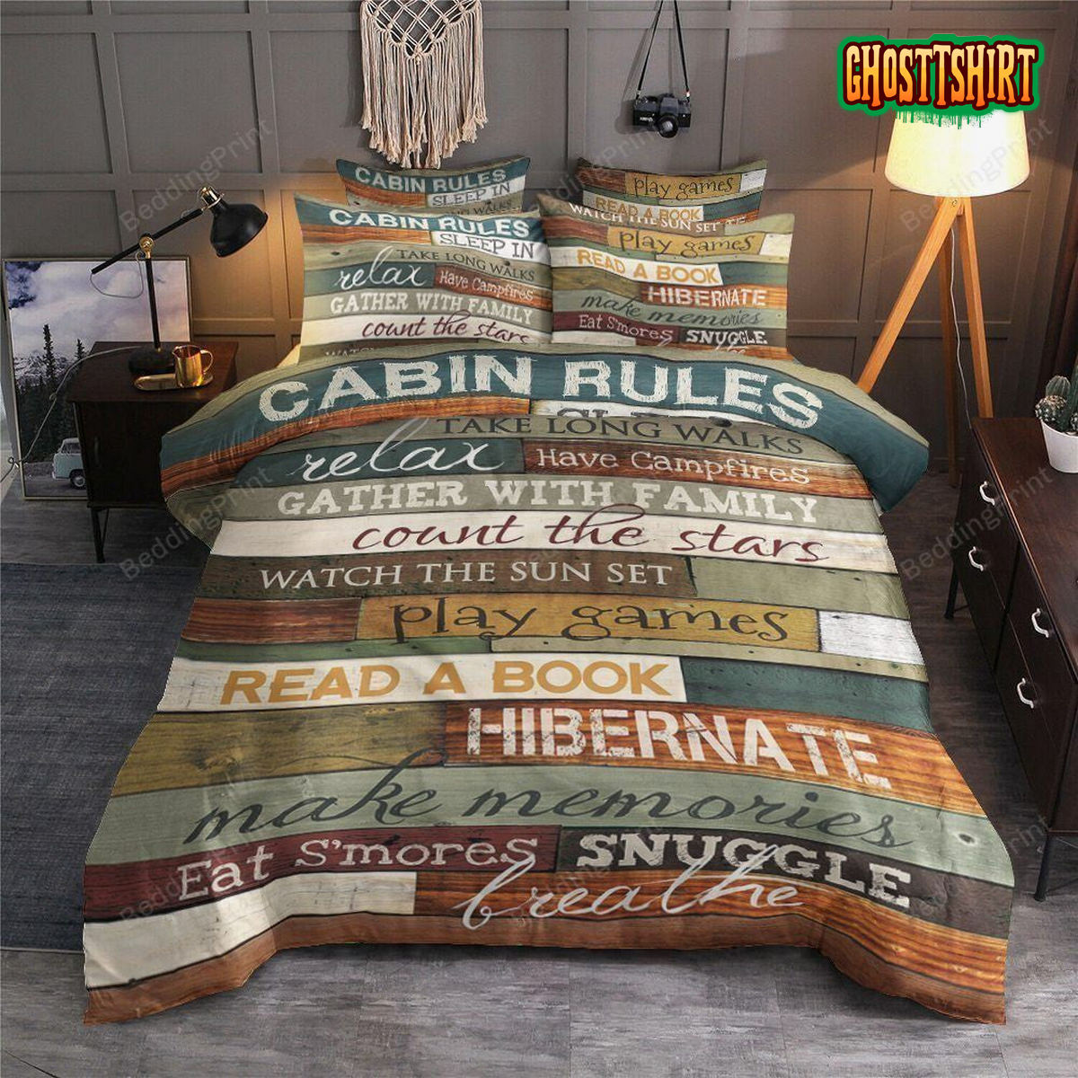 Cabin Rules Bed Sheets Duvet Cover Bedding Set