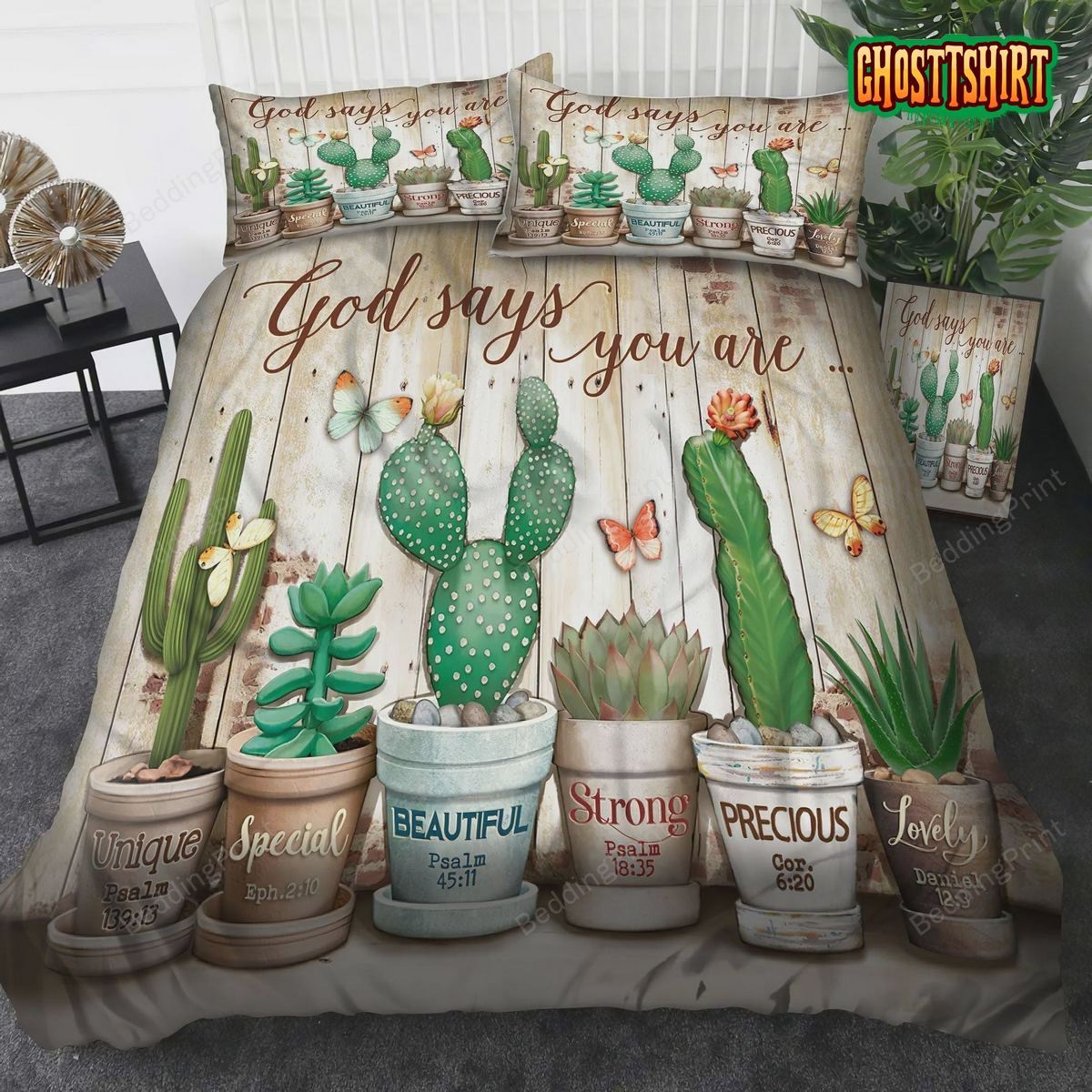 Cactus God Says You Are Bed Sheets Duvet Cover Bedding Set