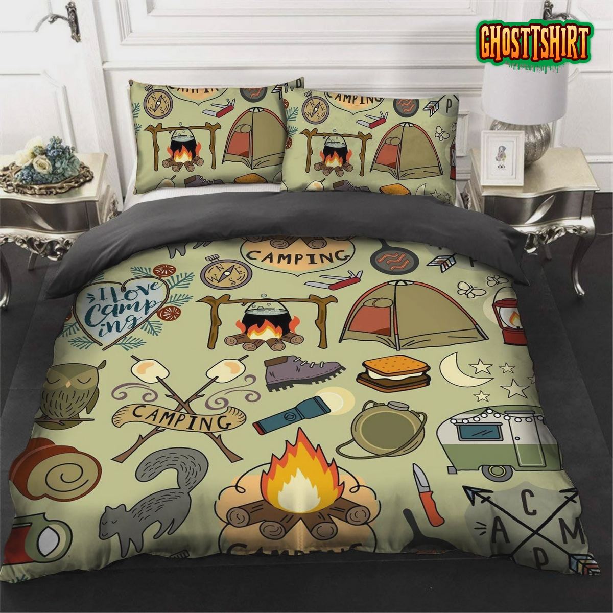 Camping Campfire Things Bed Sheets Duvet Cover Bedding Set