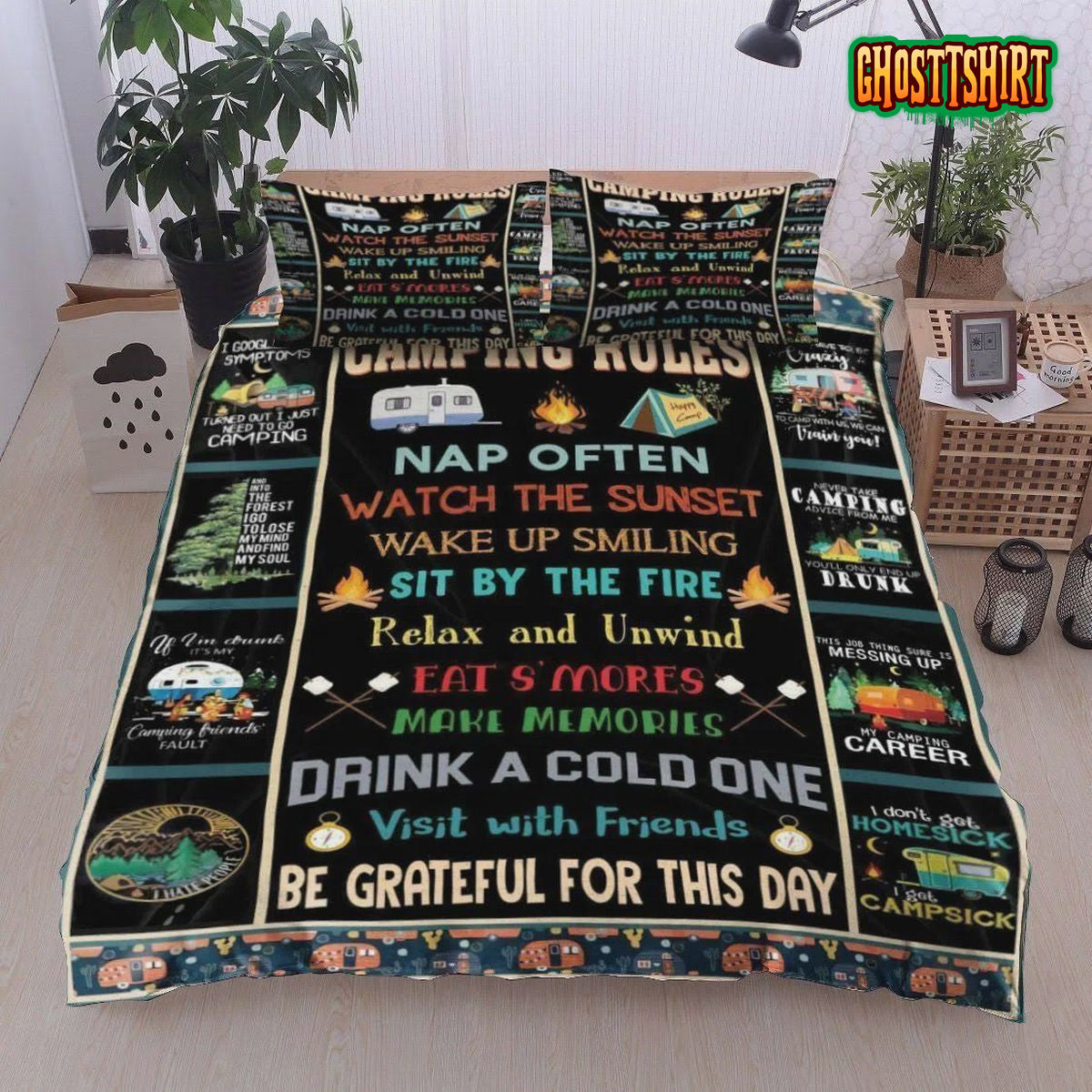 Camping Rules Bed Sheets Duvet Cover Bedding Set