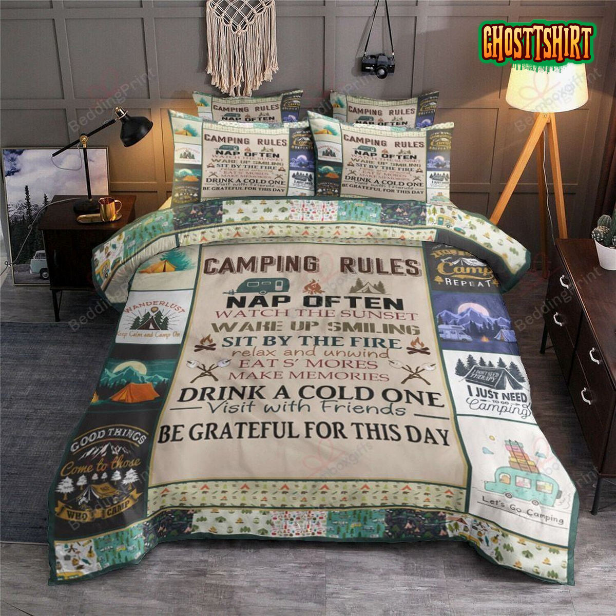 Camping Rules Square Bedding Set