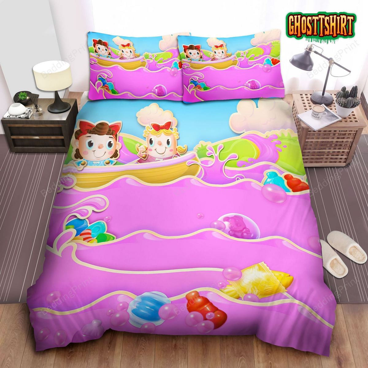 Candy Crush Saga Tiffi On The Boat Bed Sheets Duvet Cover Bedding Set
