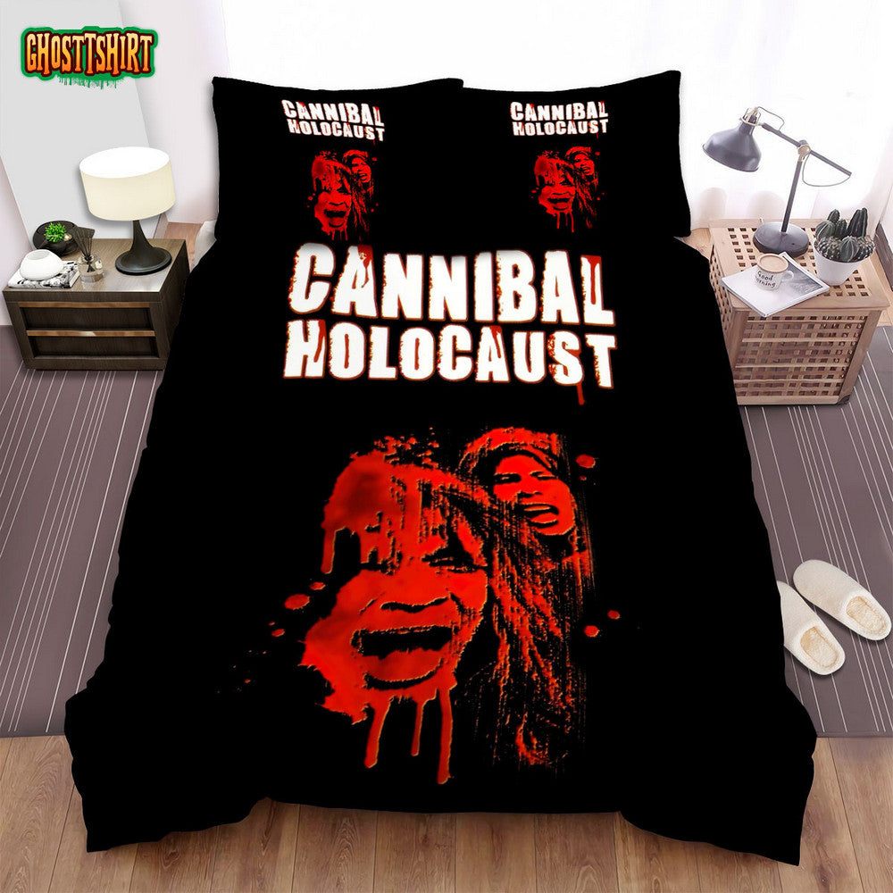 Cannibal Holocaust Movie Creepy Face Poster Bed Sheets Spread Comforter Duvet Cover Bedding Set