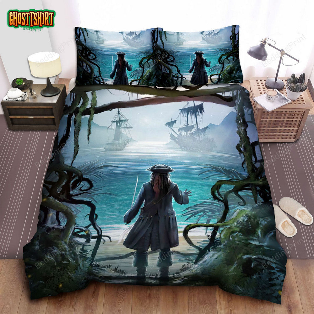 Captain Jack Sparrow And The Ghost Ships Bed Sheets Duvet Cover Bedding Set