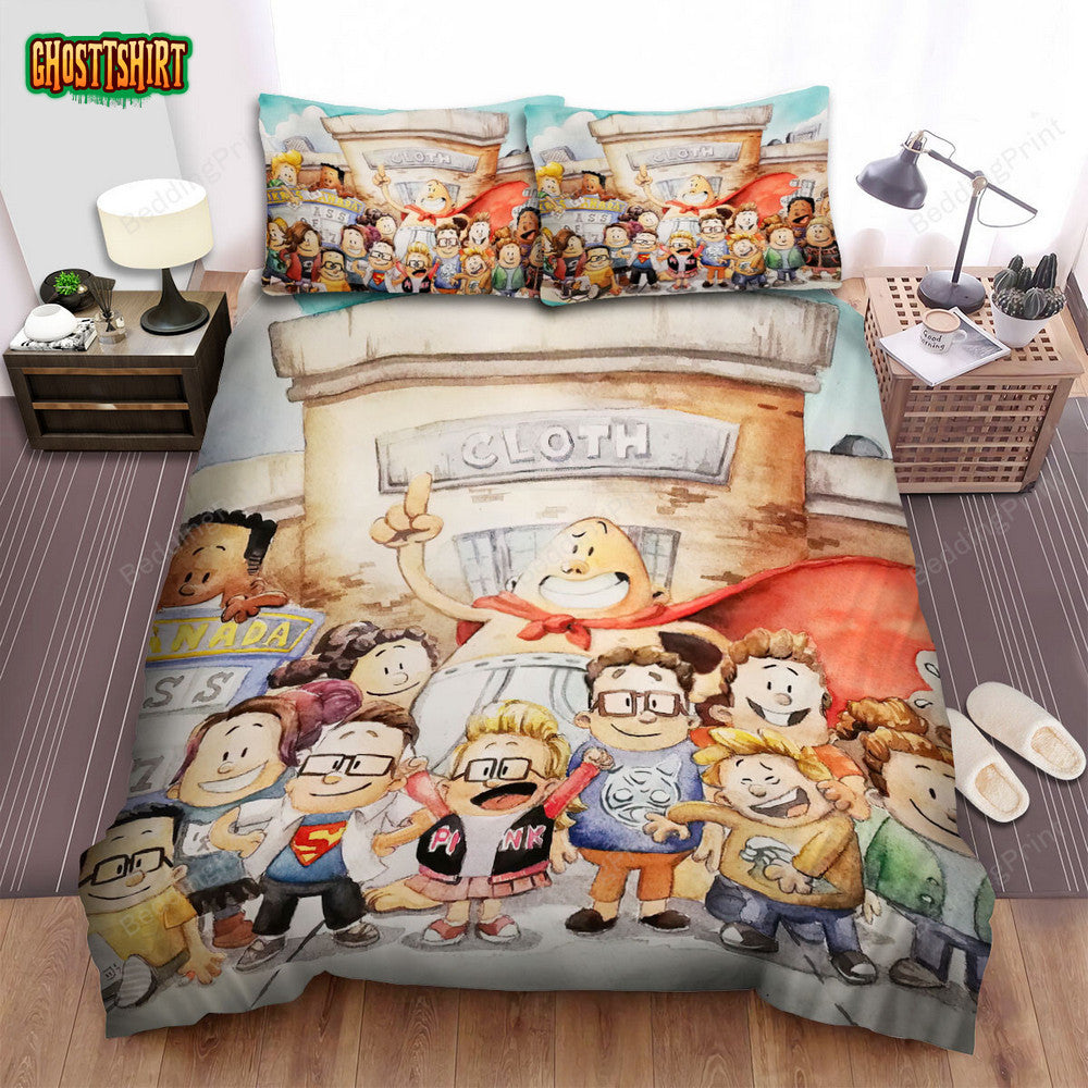 Captain Underpants All Characters In One Artwork Bed Sheets Spread Duvet Cover Bedding Set